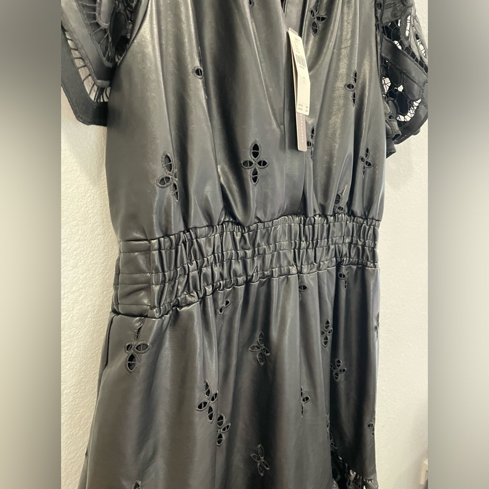 NWT Anthropologie The Somerset Maxi Dress: Faux Leather Embroidered Edition L - Picture 8 of 13